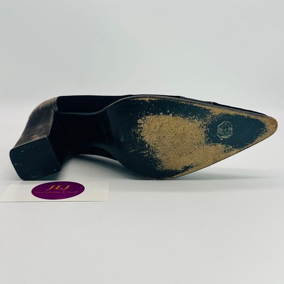 *SINGLE * AMPUTEE* Prada Women's Vintage Black Velvet Pump Heel Size 38 - Picture 7 of 8